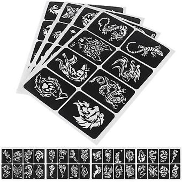 32 stk Selvklebende Sjablonger for Airbrush Spray Ansiktsmaling Henna Glitter Tatoveringer