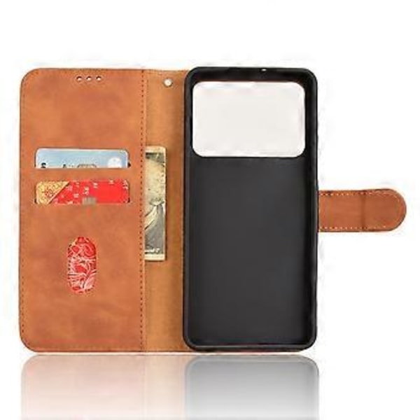 Til Xiaomi Redmi K70 Ultra Læder Etui Hud-Følelse Anti-Drop Wallet Flip Telefon Cover (Style E)
