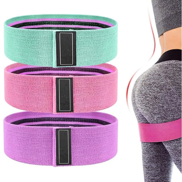 Set med 3 Yoga Pilates Gym Elastisk Yoga Motståndsband Pull Up Wo