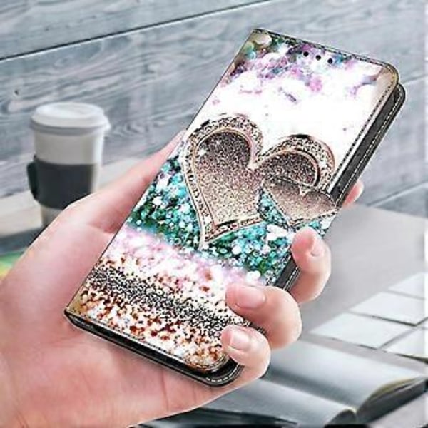 Magnetiskt fodral för Samsung Galaxy A35 5G med 3D-mönstertryck i läder, telefonskydd (Rosa diamant hjärta)