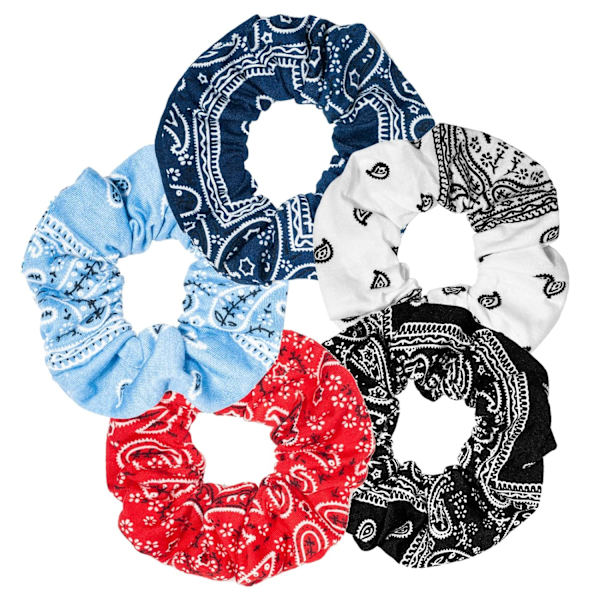 5 stk. Scrunchies Hårbånd, Bomuldsprint Scrunchies Hårbånd Scrunchy Hårbånd til Kvinder Hår Elastikbånd.