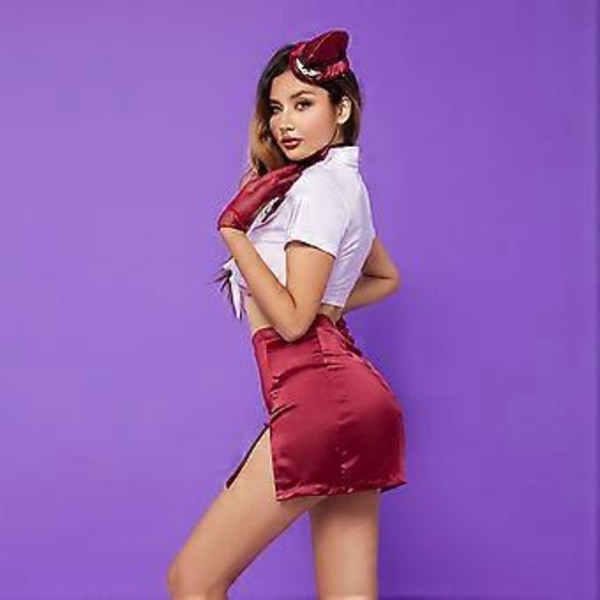 2023 Naisten seksikäs alusasu lentoemäntä univormu cosplay asusetti ( )