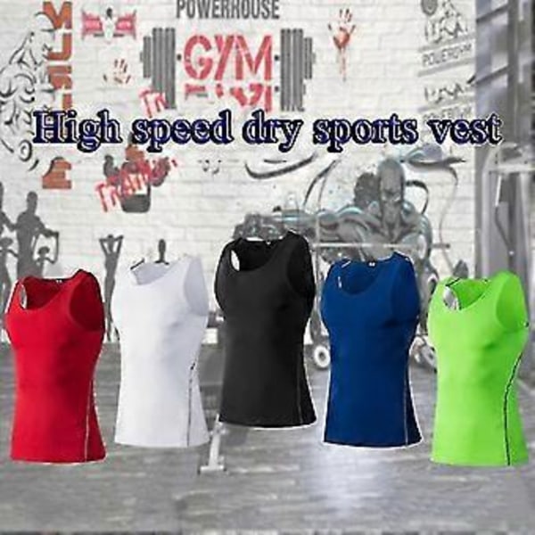 Vest Sport Tight Vest Herrar Snabbtorkande Andningsbar Elastisk Leggings Löpning Sport Undertröja Fitness Träning Fitness Topp-c(XL grå)