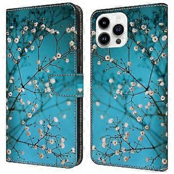 iPhone 16 Pro -kotelo, kuvioitu painettu suojakuori TPU+PU-nahkainen läppäkotelo (tyyli F)