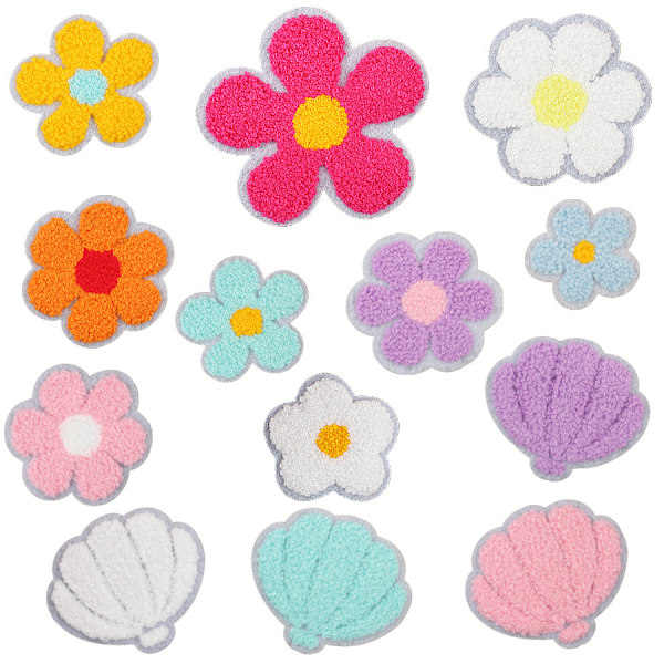 13 stk. Broderet blomster serviet lap, skal broderet stof p