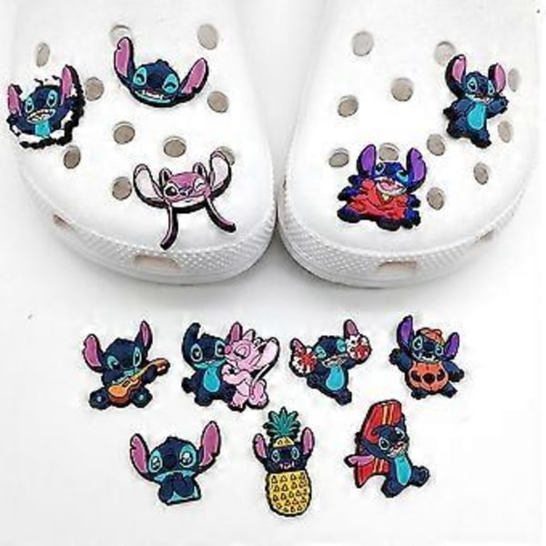 22 st Söta Stitch Ängel Tecknade Sko Berlocker, Croc Träskor Dekoration