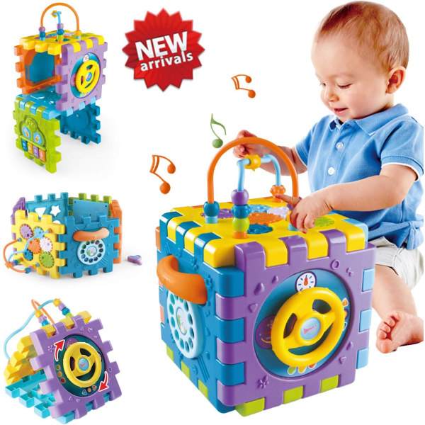 Baby Toy 6-i-1 multifunktionellt lekcenter med musikfärgad pärla