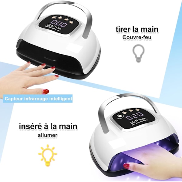 UV-neglelakk, 220W LKE neglelakklampe med håndtak, 4 timer, HD LCD