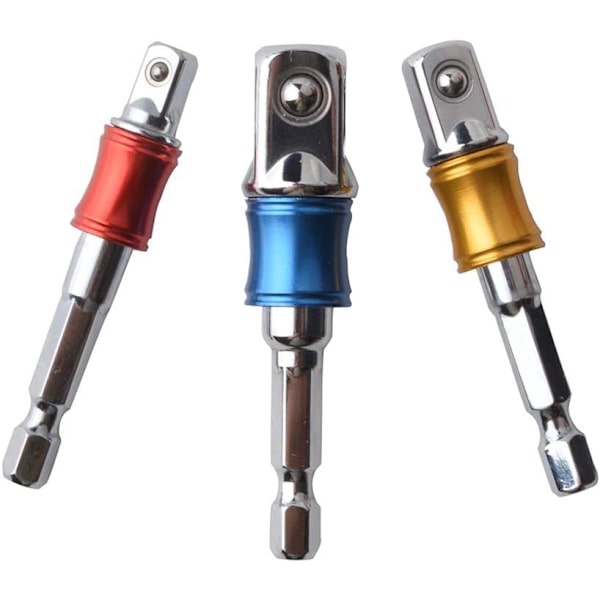 3-pack Socket Holder Adapter för Borrmejsel, Färgade Ex