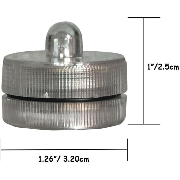 12 vedenpitävää LED-kynttilää sukeltamiseen, vedenpitävä takapuolella