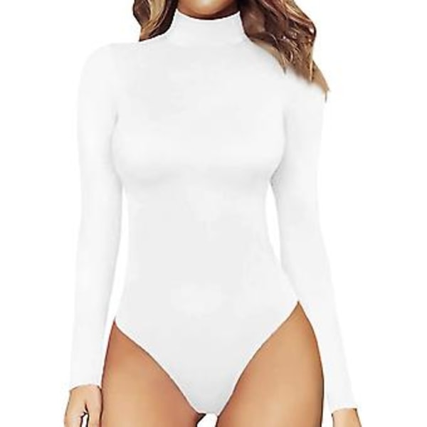 Kvinners Høyhalset Thong Bodysuit Mote Lang Ermet Slankende Pullover( )