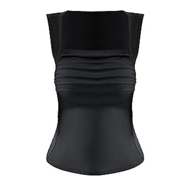 Tylikäs Ohut Neule Ribbed Stretch Tank Top Tyylissä Mukava Rentouttava Top Ostoksille Treffeille (L Musta)