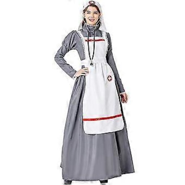 Medeltida Medicinsk Uniform Sjuksköterska Kostym Cosplay Damdräkt För Halloween (L)