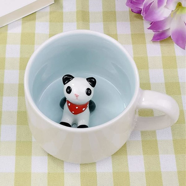 3D Panda Kaffeekop 350ml Tegneserie Mønster Håndlavet Kaffeekop Chr