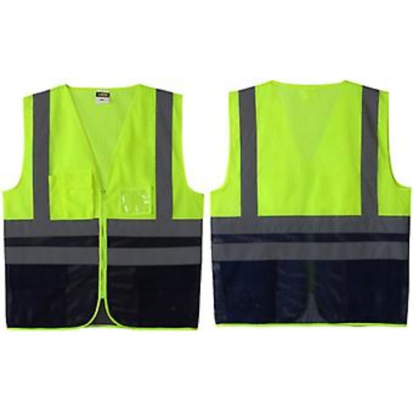 Pustende Hi Vis Vest Refleksstripe Sikkerhets Arbeidsvest (L Gul)