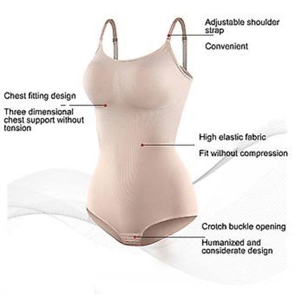 Bodysuit Shapewear Sømløs Enkeltdelt Kropsformer Belly Hip Shapewear Underwear (L Aprikos)