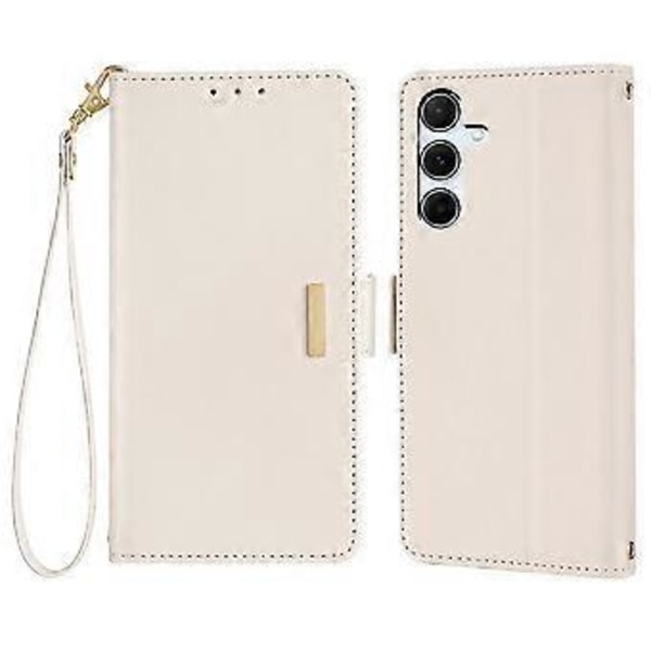 Læder Wallet Case med RFID-blokering og stativfunktion samt håndrem til Samsung Galaxy A36 5G - Hvid (Hvid)