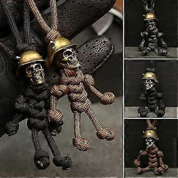 Kranie Nøglering Skelet Soldat Paracord Nøglering Kreativ Skelet Soldat Nøglering Bagagemærke (1 stk. Sort)