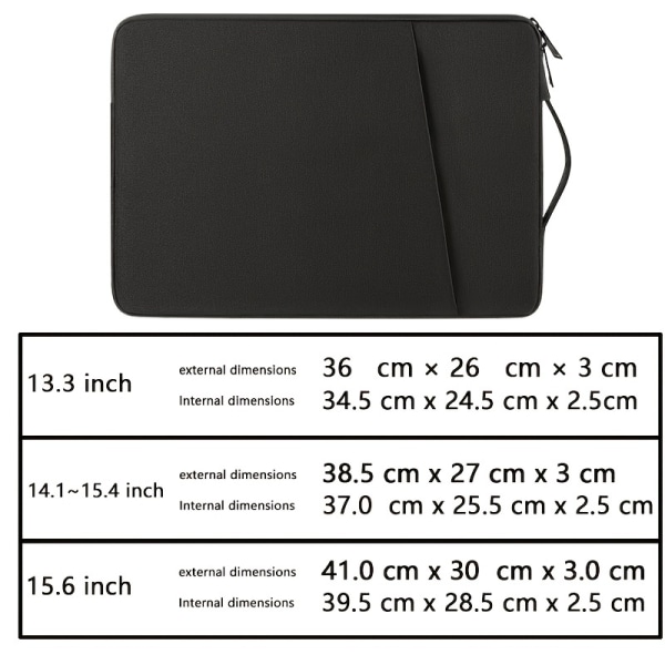 Laptopväska kompatibel med 13/14/15/16 tums MacBook Air Mac Pro M1 yta Lenovo Dell HP datorväska Tillbehör Polyesterfodral med ficka  svart Grå 14,1~15,4 tum