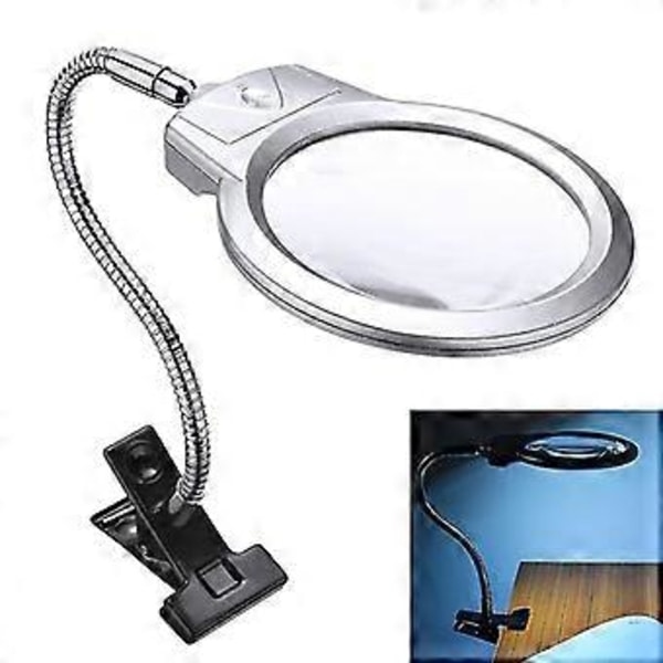Förstoringsglas med Klämma Stor LED Lins Belyst Lampa Skrivbord Smycken Förstoringsglas Förstoringsglas och Klämma