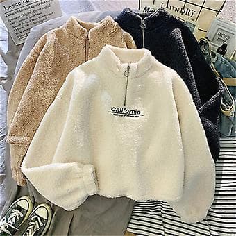 Höst-Vinter Begränsad Utgåva Cashmere Dammode Löst Brev Kort Tröja (S Vit)