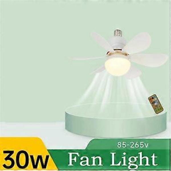 2-i-1 LED Takvifte med Lys 30W Kjølerlampe Avtakbart Vifteblad med Fjernkontroll 3000K-6500K AC85V-265V-A