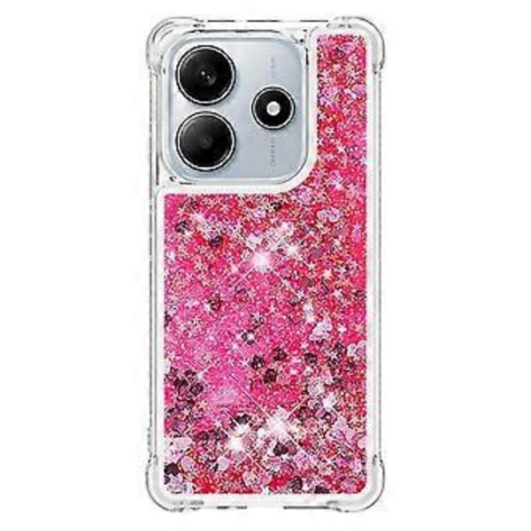 För Xiaomi Redmi Note 14 4G TPU Skal Glitter Rörlig Sand Stötsäkert Telefon Skal (Rosa/Hjärtan)