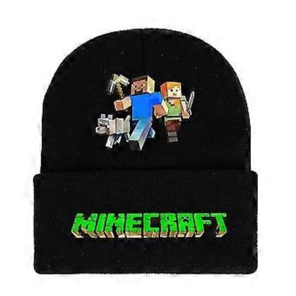 Minecraft Spill Trykk Lue Strikket Hatt Barn Gutter Jenter Fans Trend Klassisk Vinter Ull Varm Skilue Brett Opp Gaver( B)