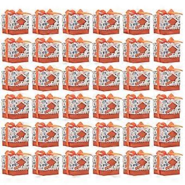 50 kpl valmistujaiskarkkilaatikoita makeislaatikoita valmistujaisjuhlien palveluksia herkkulaatikoita valmistujaiskoristeita (oranssi)