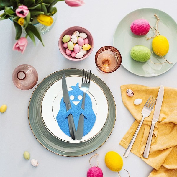 Easter Cutlery Holder - Easter Cutlery Holders Pouch | Chick Shape Silverware Tableware Pouch Napkin Holders Forks Bag Set For Easter Dining Table Bir