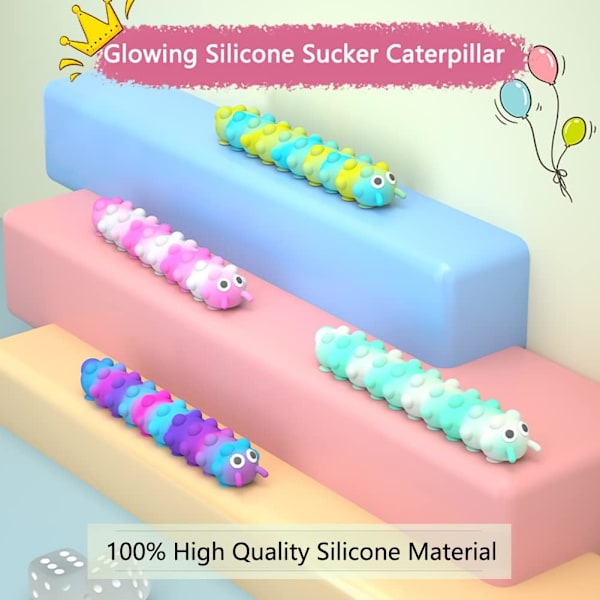 Rabatt Nye 3D Anti-Trykk Klem & Magisk Kattlarve Blekksprut Sugkopp Sansestimulerende Leke Autistiske Pop Fidget Leke for Barn & Voksne (2 stk)