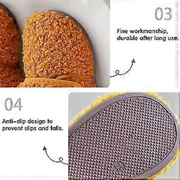 1 par Unisex Barn Tofflor Strumpor, Konstgjorda Ulltofflor med Halkfri Gummisula (Inre längd 12.5cm)