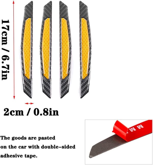 4-pack 3D Super Red Reflekterande Svart Äkta Kolfiber Bil Dörr E