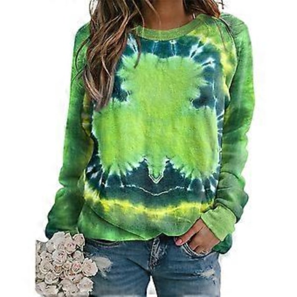 St. Patricks Dag Kvinder Clover Print Tops Langærmet Sweatshirt Trøje T-Shirt Bluse (S)