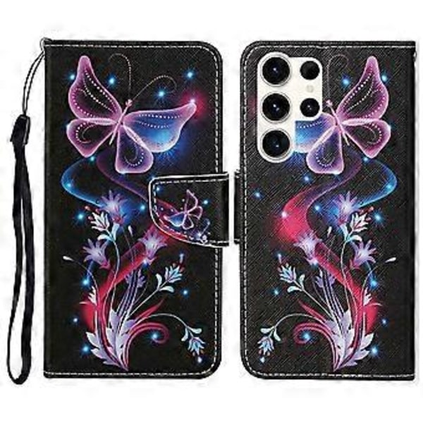 Til Samsung Galaxy S25 Ultra Etui Mønstertryk Beskyttende Læder Folio Telefon Cover (Style D)