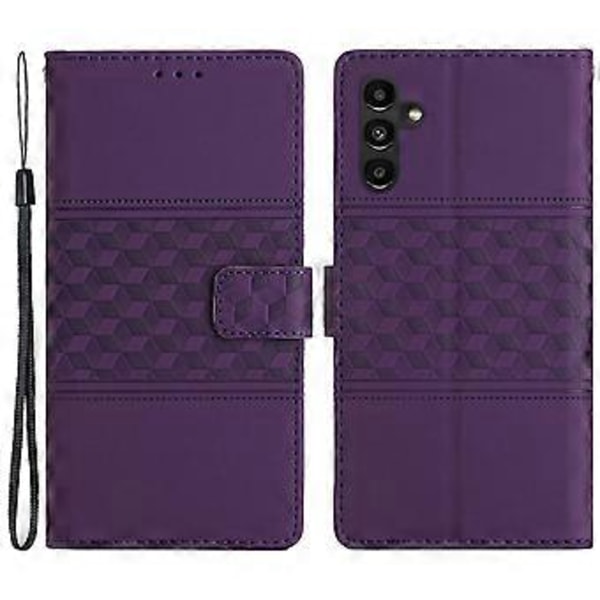 Til Samsung Galaxy A35 5G Telefon Cover Præget Rombe Tegnebog Stativ Læder Cover (Style C)