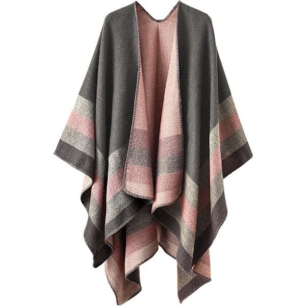 Elegant sjal med åpen front for kvinner, myk poncho, egnet for vår, høst og vinter