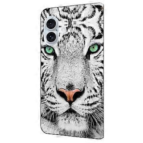 Skal till iPhone 16 Mönstertryckt Skyddande Fodral TPU+PU Läder Flip Telefonfodral (Stil D)