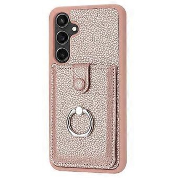 Skal för Samsung Galaxy A55 5G Ritningsdesign Kortfack Läder Baksida med Ringstativ (Stil A)