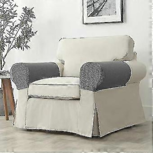 2 st Stretch Armstödsöverdrag Spandex Jacquard Armöverdrag Mjuka och Elastiska Skydd för Stolar Soffa Armstol Överdrag Recliner Soffa (Beige)