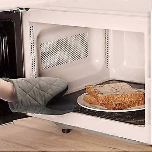 Värmebeständiga kökshandskar, grytvantar med bekvämt foder, flexibelt skydd för mångsidig användning, halkfritt silikongrepp, inkluderar