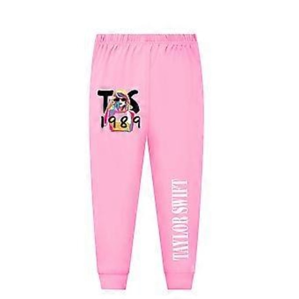 Barnens Taylor Swift Långärmade Pyjamas Set Långärmad T-shirt Byxor Set Nattkläder (9-10 År Rosa)