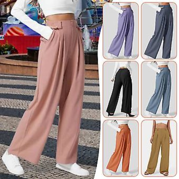 Damernas Högmidjade Vida Benbyxor Mjuka Lättvikts Sweatpants för Shopping Dejting (S Mörkgrå)