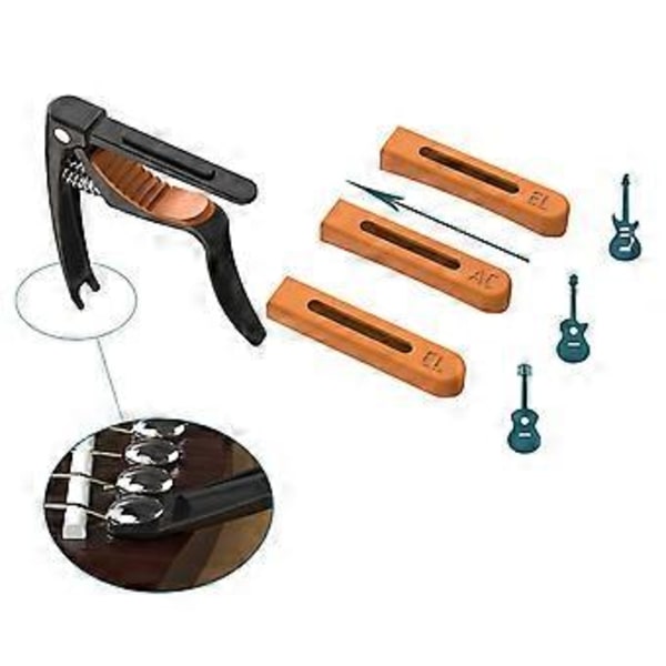 Gitarrinstrument Stämklämma Gitarrtillbehör Universal för Akustisk Klassisk (Guld)