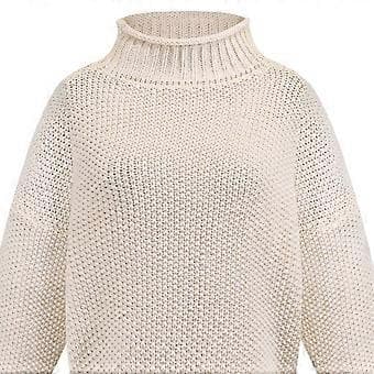 Dame Turtleneck Batwing Erme Oversized Genser S Hvit(M Hvit)