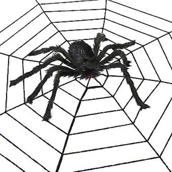 30/60/75/90/125cm Sort Edderkop Spindelvæv Til Halloween Spøgelseshus Indendørs Udendørs Dekoration (90cm Edderkop)