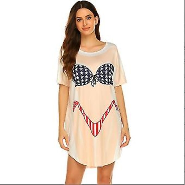 Women's Bikini Shirt Cover Up Short Sleeve Cute Bikini Print Cover-up Baggy T Shirt Dress Fun Wear(m c)