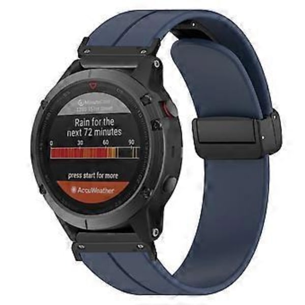 Til Garmin Fenix 7/6/5 22mm Håndledsrem Fleksibel Silikone Urrem med Magnetisk Spænde (Style J)