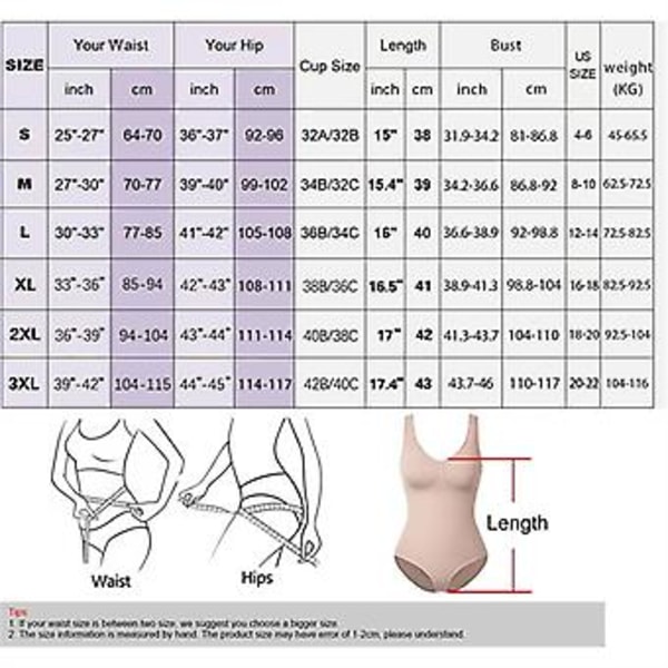 Helkroppsshapewear Sömlös En-delad Kroppsshapare Mage Höft Shapewear Underkläder (L Kaffe)