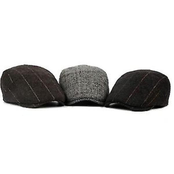 Herringbone Flat Cap Beret för Män - Newsboy Bakerboy Hat Gatsby Peaky Blinders (Mörkgrå)